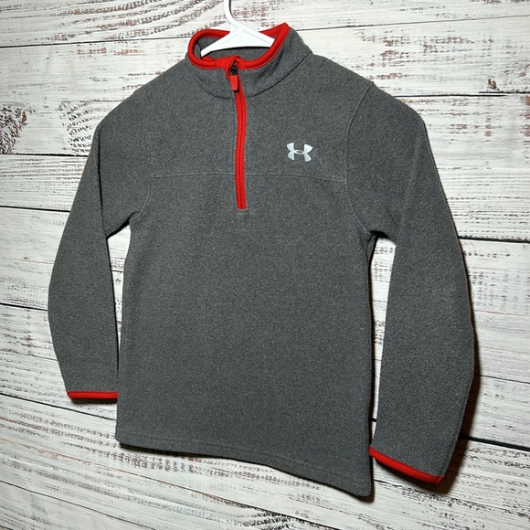 Under Armour Quarter Zip Jacket Gray and Red Size 6 - Picture 2 of 15